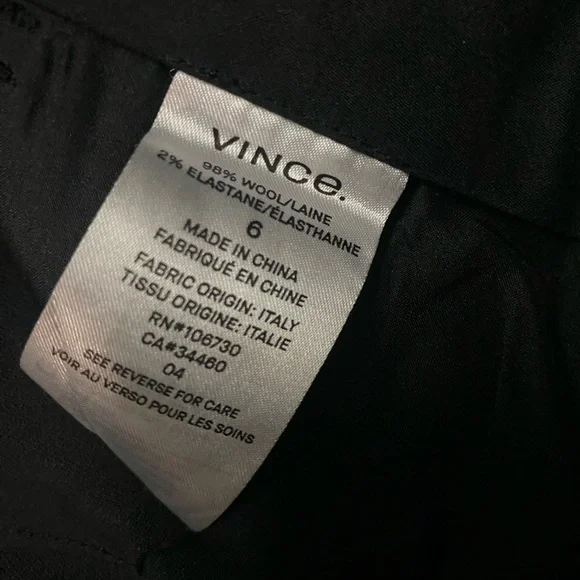 Vince Women’s Black Wool Blend Tapered Leg Trouser Dress Pants Size 6 - Picture 4 of 6